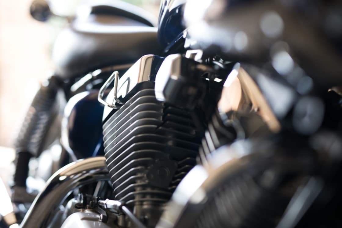Close-up of motorcycle engine details