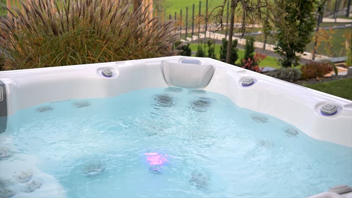 Hot tub in a relaxing garden setting